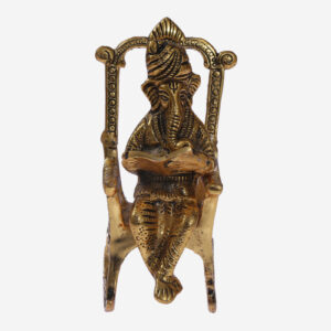 Lord Ganesha Reading Ramayana Statue Hindu God Ganesh Ganpati Sitting on Chair Idol Sculpture