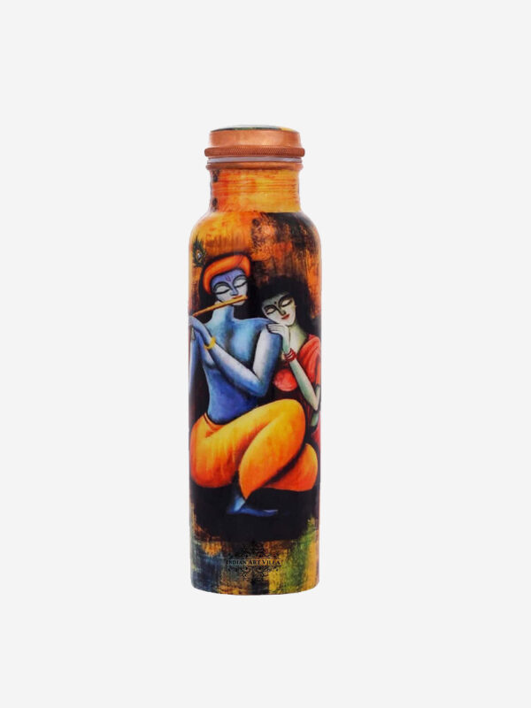 Radha Krishna Design Printed Copper Bottle