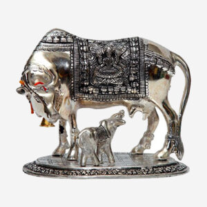 White Metal Made Cow and Calf Idol - Premium