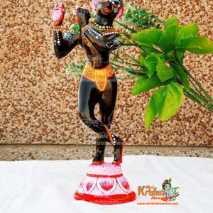 Hand Painted Standing Lord Krishna Black Idol made of Asthdatu - Solid / Premium