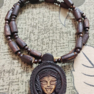 Kali Maa Beautifully Carved Tulsi Locket Mala