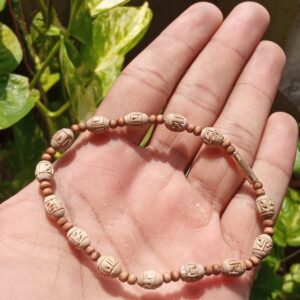 Mirdang Shaped Radha Naam Tulsi Beads Bracelet - Classic