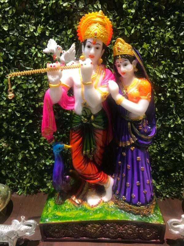 Multicolor Radha Krishna Poly Resin Idol Statue