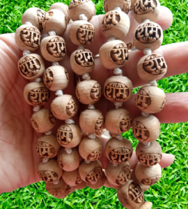 Ram Naam Tulsi Japa Mala 108 Round Beads + Guru Bead - 14mm