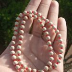 One Round Tulsi Beads Kanthi Mala With Red Crystal