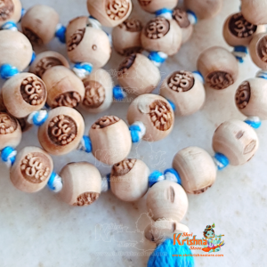 Om Carved Original Tulsi Japa Mala 108 + 1 Guru Bead