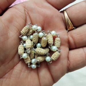 Silver Radha Tulsi Beads Mala 18 Inch Mala Size