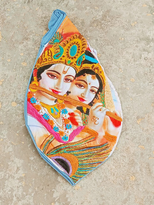 RADHA Krishna Digital Print with Beautiful Embroidery Japa Bead Bag