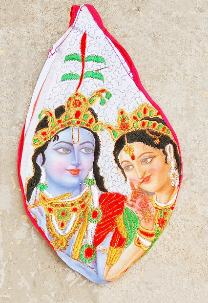 Krishna RADHA Digital Print with Beautiful Embroidery Japa Bead Bag