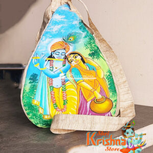 Beautifully Hand Painted Radhey Krishna Jap Bead Bag - Premium
