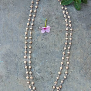 108 + 1 Silver Flower Capped Tulsi Beads Mala for Men and Women