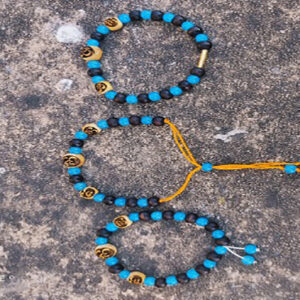Om tulsi beads with blue crystal beads Bracelet for Men and Women - Premium