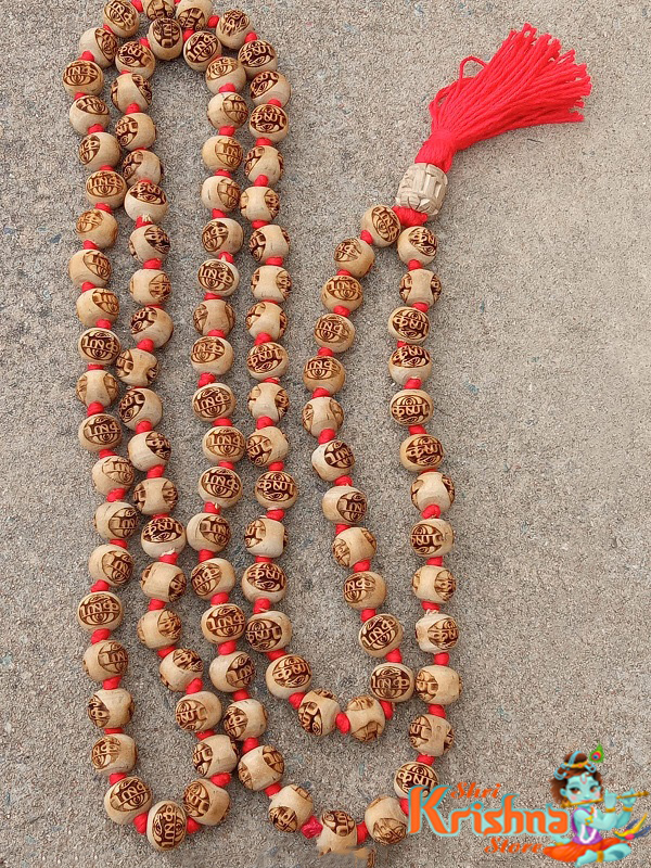 Shri Krishna Carved Tulsi Japa Mala 108 + 1 Beads