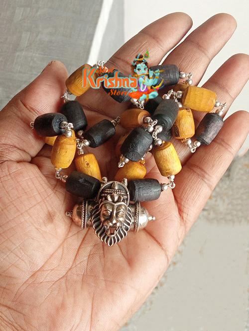 Narasimha Kavach/Locket Silver And Tulasi Necklace Mala
