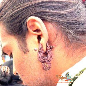 Handmade Krishna Carved Tulsi Earrings – Vrindavan