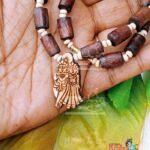Brown Tulsi Necklace With Radha Krishna Pendant, Tulsi Mala