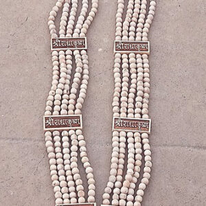 Pure Tulsi Wood Shri Radhey Bhakmal L ocket with Radha Krishna Tulsi Patta Mala