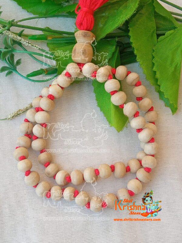 Buy Natural White Tulsi Silver Caps Mala from India