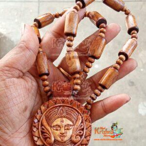 Beautifully Design Kali Maa Tulsi Carved Locket Pendant Mala