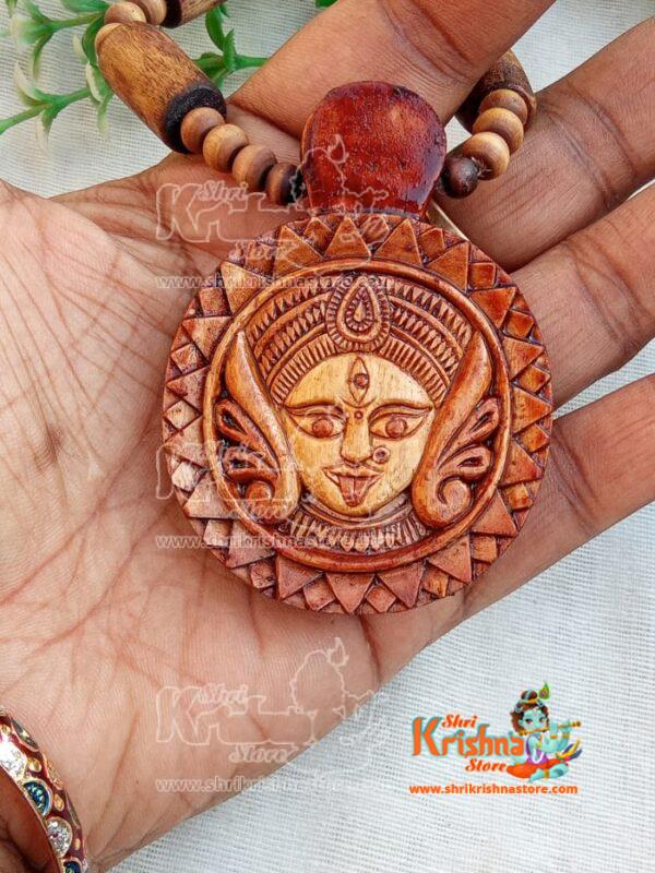 Beautifully Design Kali Maa Tulsi Carved Locket Pendant Mala