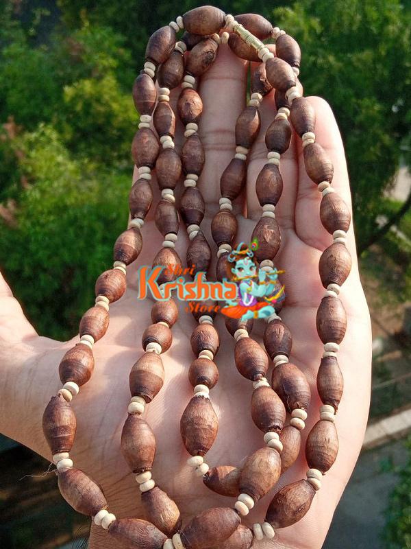 Mridanga Shape Shayma Tulsi Beads 3 Round Kanthi Mala