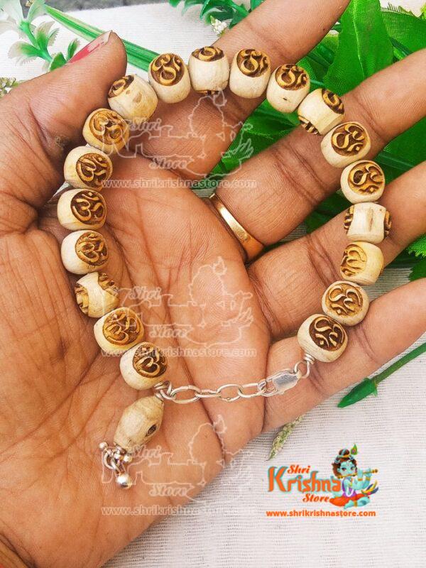 Sita Carved Tulsi Beads Triple Layer Twisted Shyama Tulsi Bracelet
