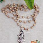 Shri Radha Rani Sterling Silver Tulsi Locket Necklace Mala