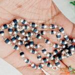 Sterling Silver Black Rosary Beads With Silver Cap Tulsi Mala