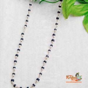 Sterling Silver Black Rosary Beads With Silver Cap Tulsi Mala