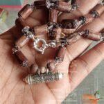Silver Hare Krishna Maha Mantra Kavach, Pendant Tulsi Mala