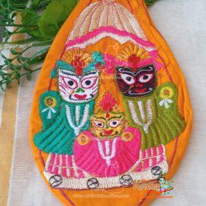 Embroidered Jagannath, Balaram and Subhadra Japa Bag