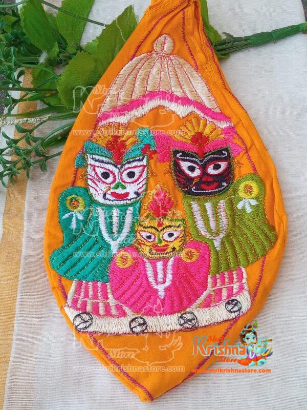 Embroidered Jagannath, Balaram and Subhadra Japa Bag