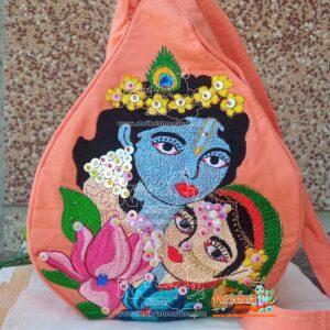 Radha with Krishna Embroidery Japa Bag