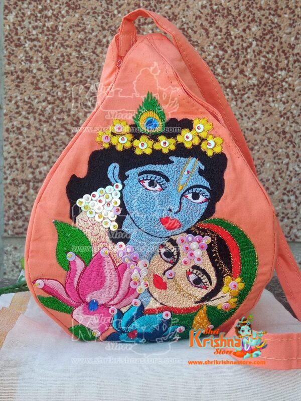 Radha with Krishna Embroidery Japa Bag