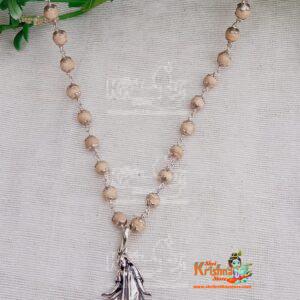 Shri Radha Rani Sterling Silver Tulsi Locket Necklace Mala