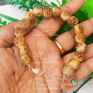 Ram Ram Tulsi Beads Bracelet with Silver Sterling