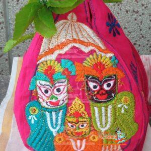 Embroidered Jagannath, Balaram and Subhadra Japa Mala Bag