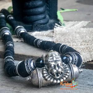 Narasimha Kavach with Black Original Tulsi Beads & Onyx Kanthi Necklace