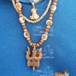 Lord Shiva Trishul Damru Original Tulsi Locket With Panchmukhi Rudraksha Mala