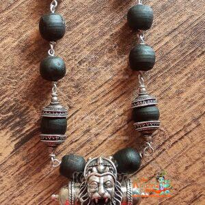 Narasimha Kavach with Black Original Tulsi Beads & Onyx Kanthi Necklace