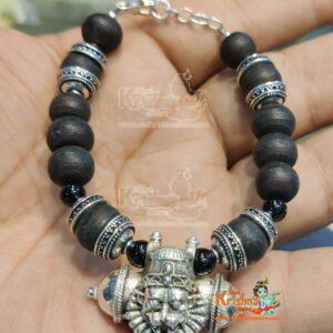 Narasimha Kavach with Black Tulsi Beads Bracelet - Premium