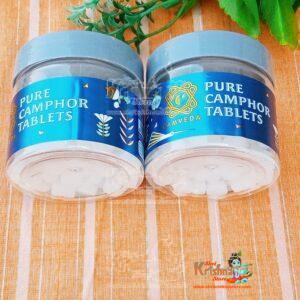Camveda Camphor- 100 GM Round Tablets Jar, 100% Pure Camphor (2 Plastic Jar in one Pack)