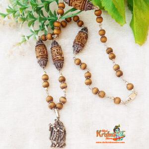 Shri Radha Pyari Krishna Murari Silver Tulsi Necklace