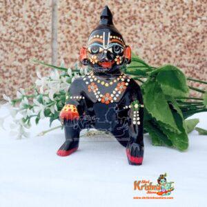 Brass Black Laddu Gopal Idol in AsthDathu For Pooja