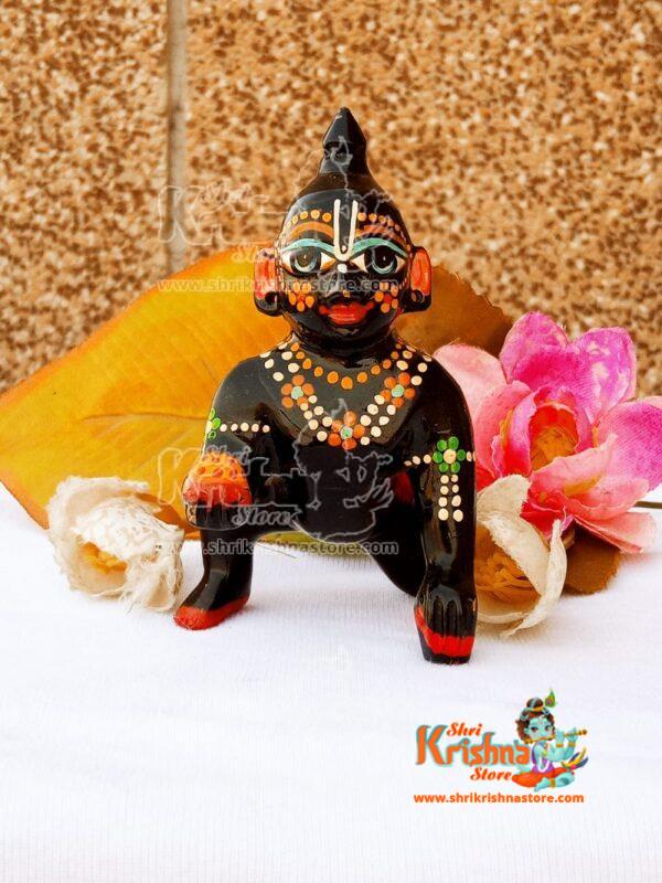 Brass Black Laddu Gopal Statue Pital Murti For Pooja Large Size 5 No