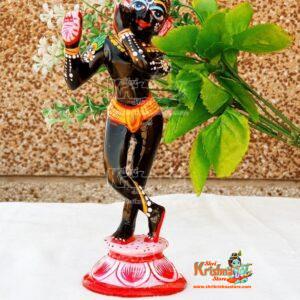 Hand Painted Standing Lord Krishna Black Idol - 6 Inches