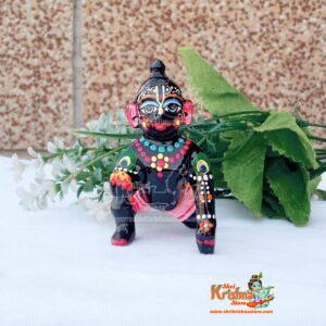 Brass Black Laddu Gopal Statue Pital Murti For Pooja Medium Size 4 No