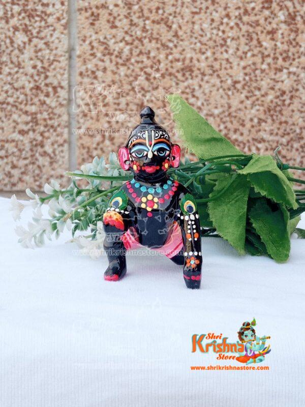 Brass Black Laddu Gopal Statue Pital Murti For Pooja Medium Size 4 No