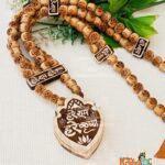 Jai Sita Ram Handmade Pure Tulsi Locket With Original Tulsi Wood Shri Ram Carved Beads Mala