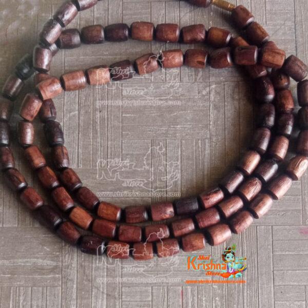Three Round Cylindrical Bead Tulsi Kanthi Mala from Vrindavan Dham - Classic